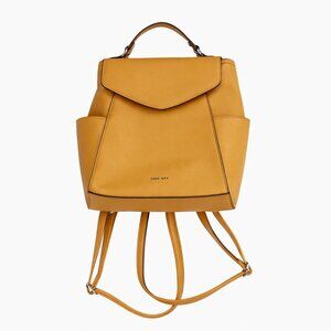 NINE WEST Mustard Faux Leather Med Backpack Purse with Adjustable Straps